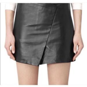 NWOT Allsaints Ruther Black Leather Skirt size 6